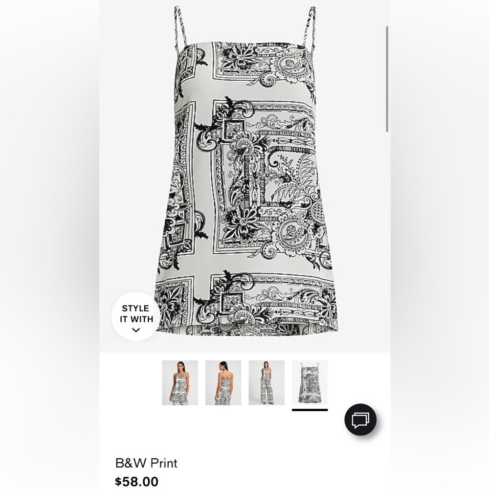 Black and White Paisley Tank Top - Picture 5 of 5